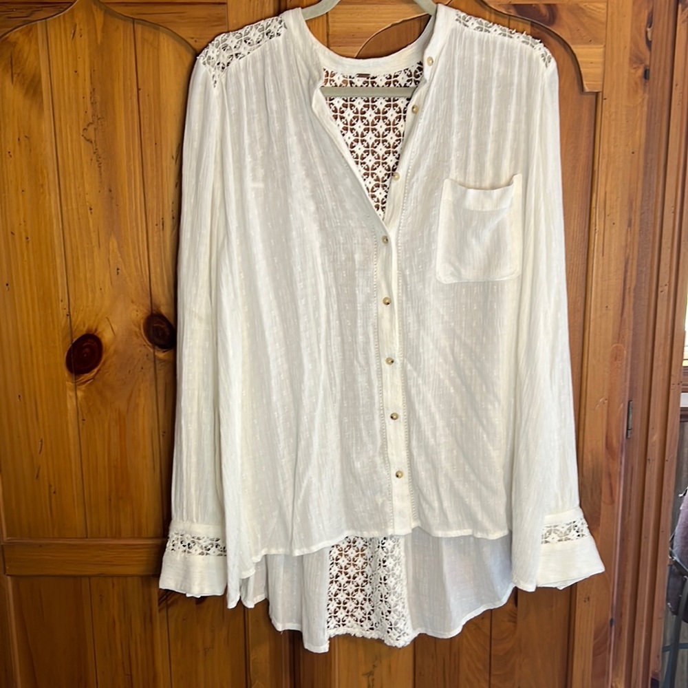 Free People romantic white blouse Large